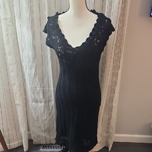 Old Navy Black Crochet Mid Dress